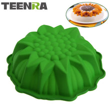 Load image into Gallery viewer, TEENRA 1Pcs Sunflower Silicone Baking Pan Pizza Pan Baking Form Round Silicone Pan Cake Baking Tray Silicone Mold Bakeware
