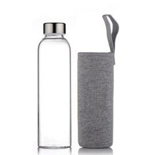 Load image into Gallery viewer, Glass Water Bottle with protective bag Travel Drinkware Portable Bottle Transparent Bottle for Water Tea Glass Sport Bottle